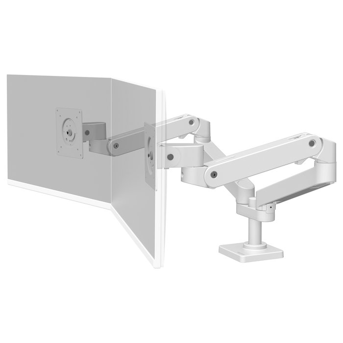 Ergotron LX Pro 45-686-290 Soporte de Monitor para 2 Pantallas LCD, Montaje en Escritorio, Ajustable, Hasta 27", 18.1 kg, Blanco