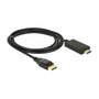 DeLOCK 85317 Cable DisplayPort 1.2 a HDMI 2.0 Pasivo 4K 2m Negro para Conectar Pantallas
