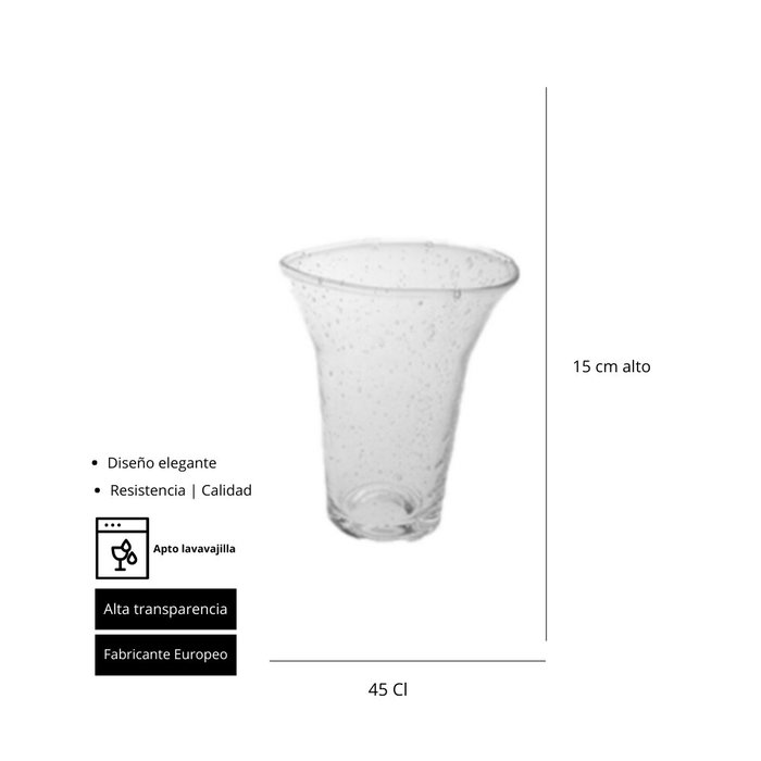 Summa Premium Bubble Vaso Alto - Vidrio, 150 mm de alto, capacidad 45 cl, borde grueso, diámetro 100 mm (Set de 6)