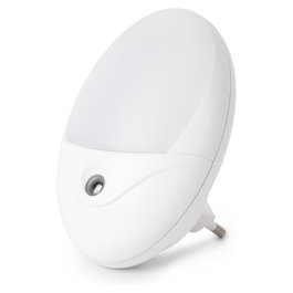 ENTAC Luz de noche LED Oval Blanco 0,5W con sensor de luz