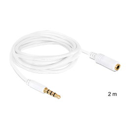 DeLOCK Cable de Audio 3.5mm Macho a Hembra ST (2 Metros, Blanco) - Klinke 3.5mm > K