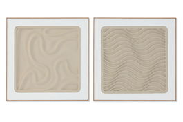 DKD Home Decor Cuadro Beige Blanco 60 x 60 x 3.5 cm (2 Unidades)