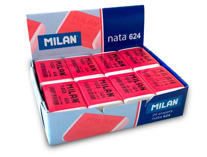 Milan Goma de borrar 624 Nata Blanca, Plástico, Suave, Versátil, No Abrasiva, No Daña Papel, Unidad