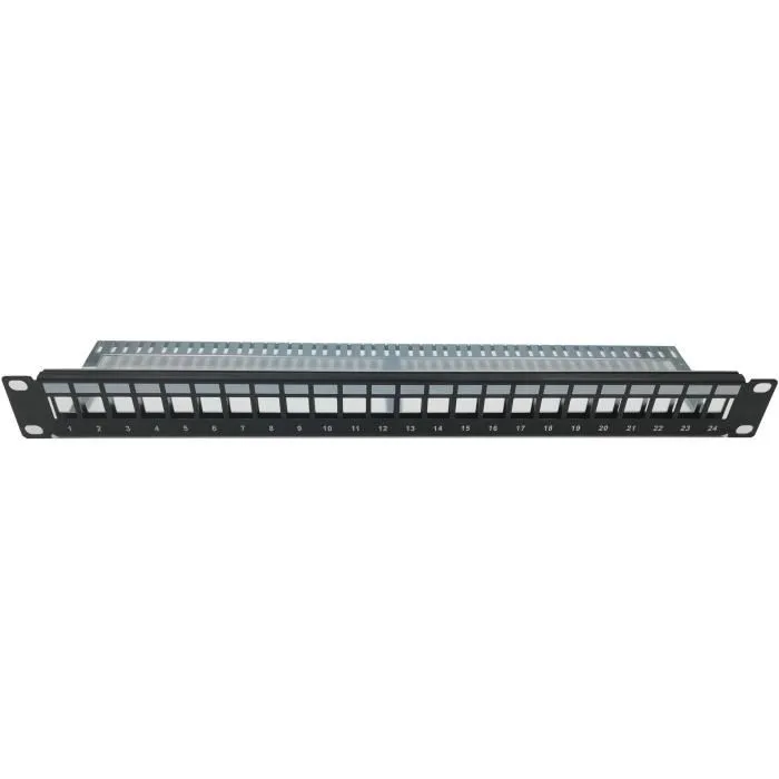 Lineaire Panel de conexión de 24 puertos + 24 conectores RJ45 Cat.6a Keystone KIT5024AS Blindado