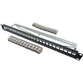 Lineaire Panel de conexión de 24 puertos + 24 conectores RJ45 Cat.6a Keystone KIT5024AS Blindado