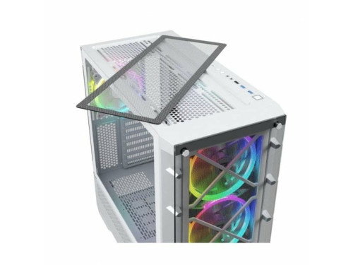 Nfortec Caja Gaming Cristal Templado Draco X White. Usb 3.2 A-Rgb. Blanco