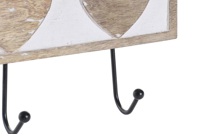 DKD Home Decor Perchero de Pared Urban, Madera y Metal, 38 x 17 x 6 cm, 4 Unidades - Color Natural o Blanco
