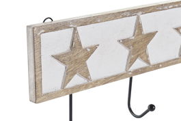 DKD Home Decor Perchero de Pared Urban, Madera y Metal, 38 x 17 x 6 cm, 4 Unidades - Color Natural o Blanco