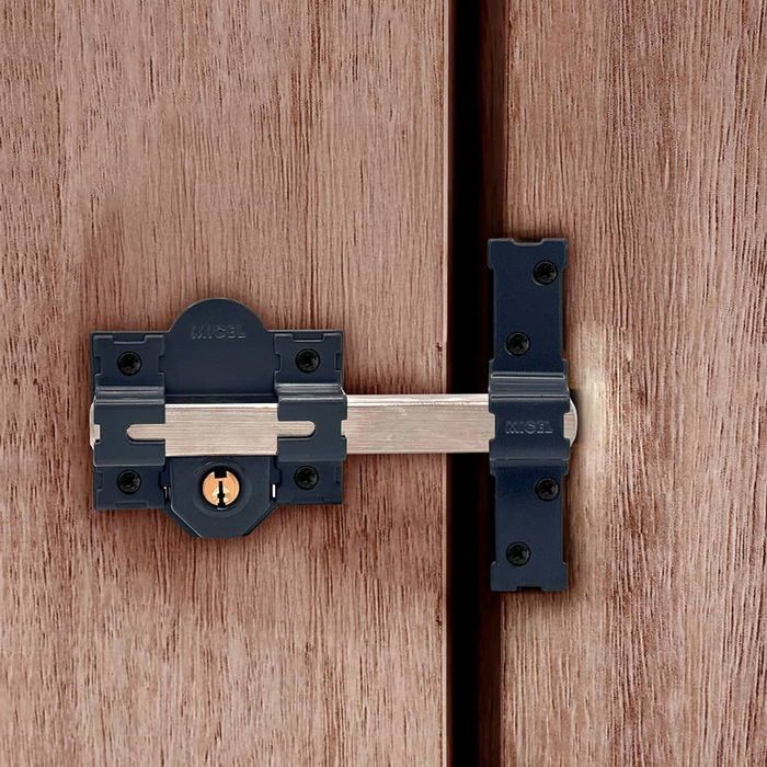 Micel Cerrojo sobreponer Crr09, reversible, para puertas, placa 86 mm, cilindro boca pera 70 mm, accionamiento interior/exterior con llave, incluye 3 llaves serreta, acabado gris