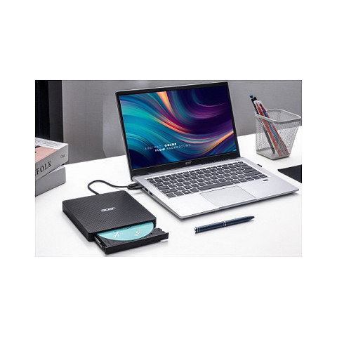 Acer AXD001 Portable DVD Writer Grabador DVD+RW Negro con Ranura y USB 3.2 Gen 1, Compatible con CD, CD-R, CD-ROM, CD-RW, DVD+R, DVD+RW, DVD-R, DVD-ROM