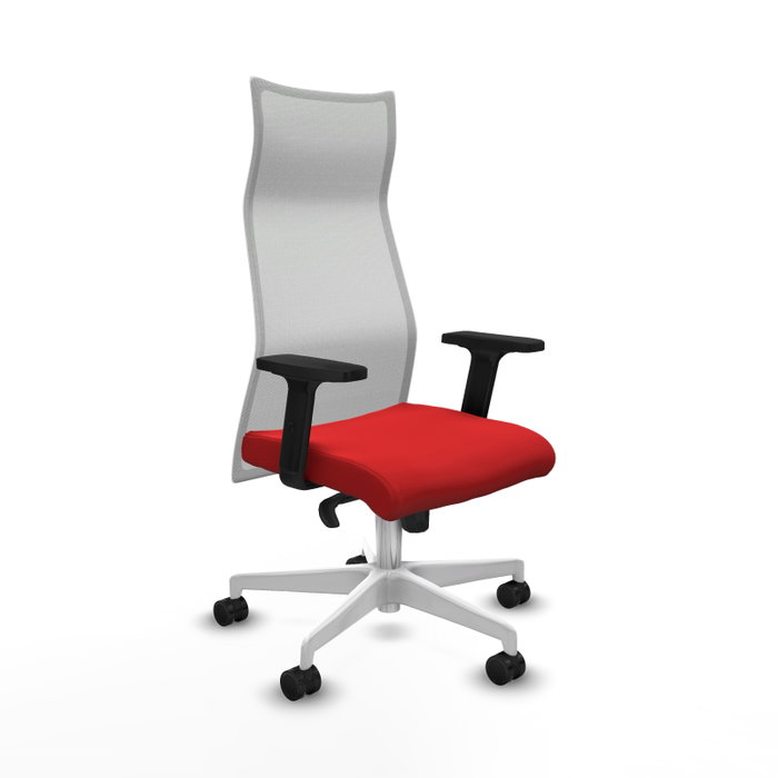 PIQUERAS Y CRESPO Sillón Albacete con mecanismo Sincro, Similpiel Rojo y Malla Blanco PIQUERAS Y CRESPO Sillón Albacete con mecanismo Sincro, Similpiel Rojo y Malla Blanco