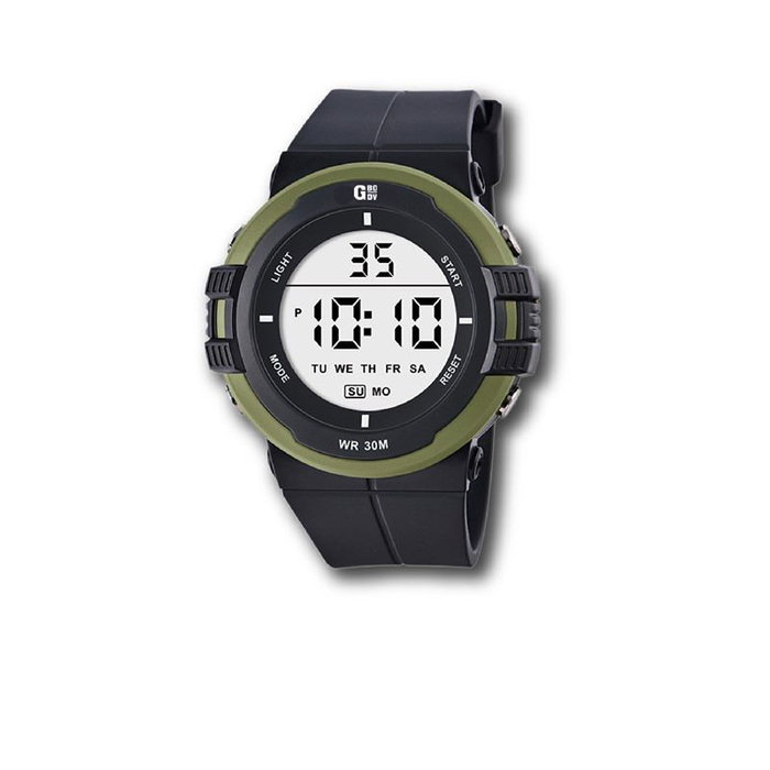 Gbody TIME WR30 - Reloj de hombre LCD con luz LED roja y blanca, resistente al agua (WR30)