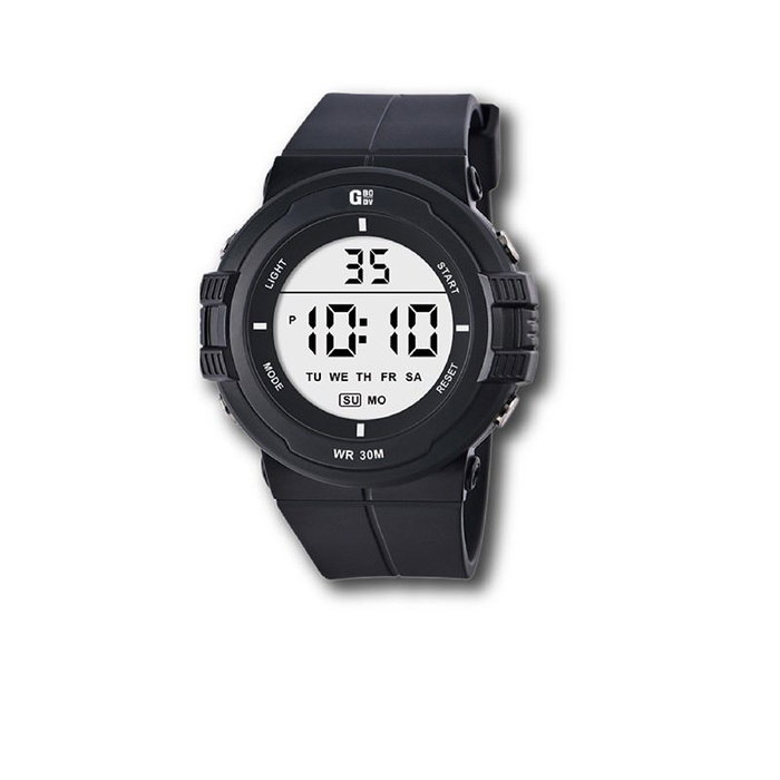 Gbody TIME WR30 - Reloj de hombre LCD con luz LED roja y blanca, resistente al agua (WR30)