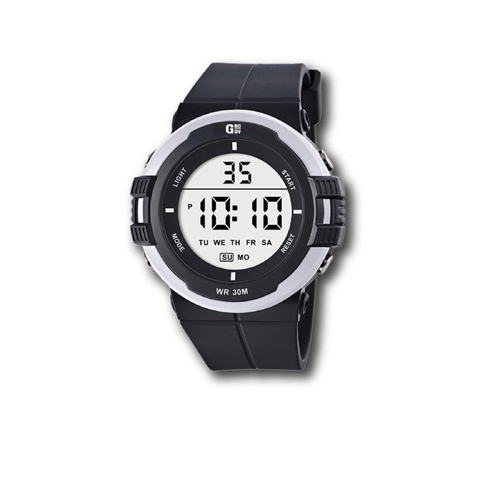 Gbody TIME WR30 - Reloj de hombre LCD con luz LED roja y blanca, resistente al agua (WR30)