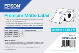 Epson Premium Matte Label Die-Cut Roll 105mm x 210mm, 282 etiquetas