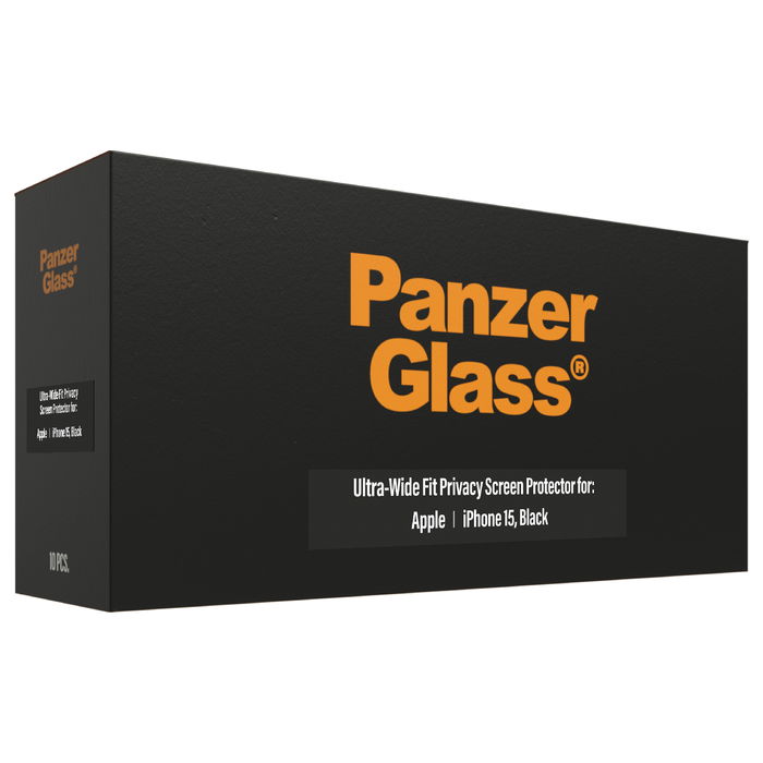 PanzerGlass Protector de Pantalla de Privacidad para iPhone 15, Ultra-Wide Fit, Cristal Templado, Anti-Huellas, Fácil Aplicación, 1 Unidad