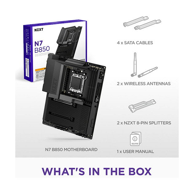 NZXT N7 B850 WiFi Black DDR5 AM5 Black Cover