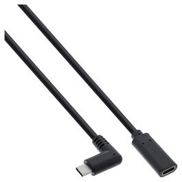 InLine USB 3.2 Cable 35781, USB Tipo C Conector Angulado a Conector, Negro, 1 Metro