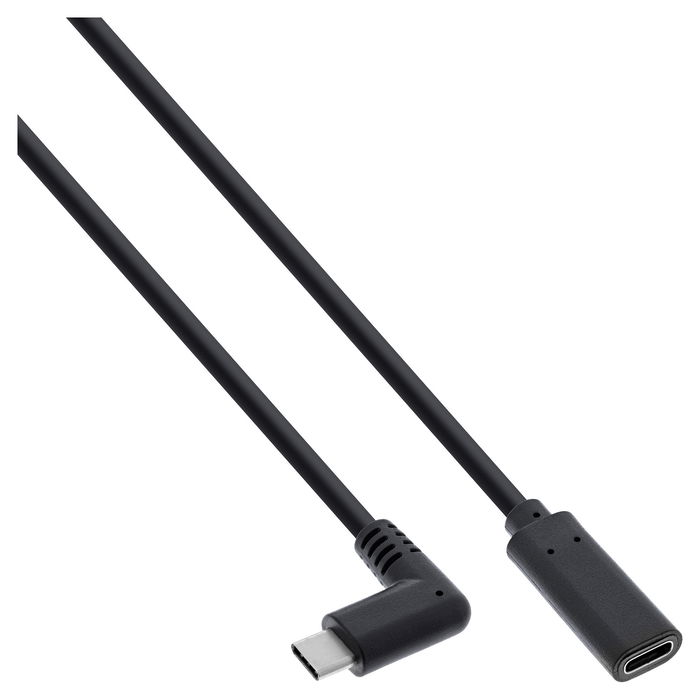 InLine USB 3.2 Cable 35781, USB Tipo C Conector Angulado a Conector, Negro, 1 Metro