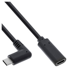 InLine 35781 Cable USB 3.2 Gen 2 con conector USB tipo C angular a hembra, 1 m, Negro