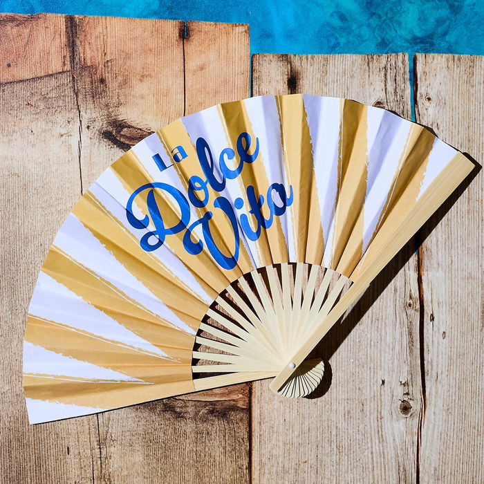 Home Deco Factory Abanico De Madera Dolce Vita Colección Naranja Azul Amarillo Rosa