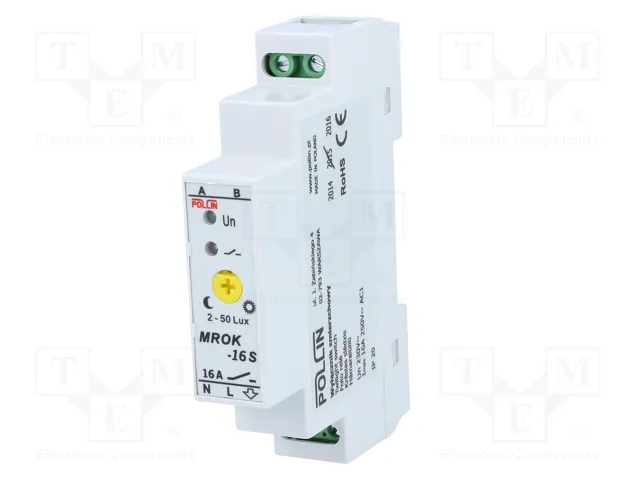 POLLIN MROK-16S Interruptor de crepúsculo para raíl DIN
