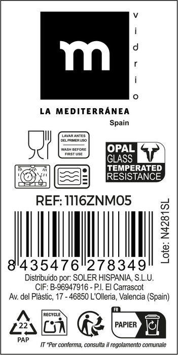 La Mediterranea Plato Hondo Opal Coup Basic 20 cm (36 Unidades)