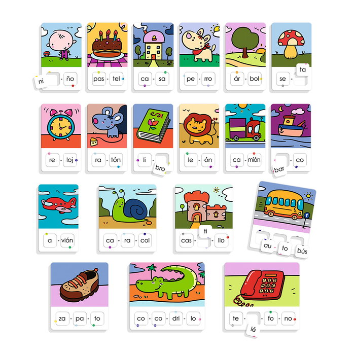 DISET Las Silabas 68962 - Juego Educativo de 19 Encajables para Aprender a Formar Palabras por Silabas, +3 Anos, Idioma Espanol