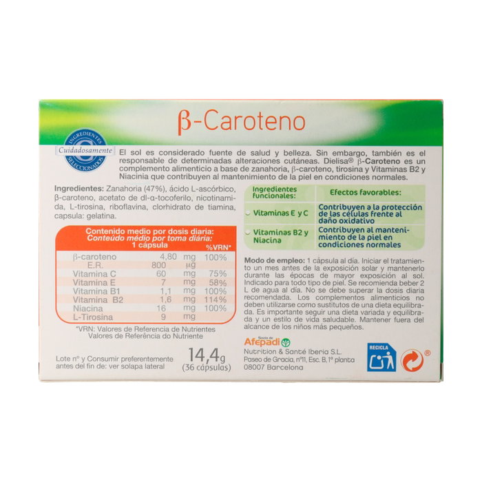 Dietisa B-Caroteno 36 cápsulas Dietisa B-Caroteno 36 cápsulas