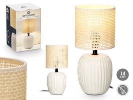 Lampara Sobremesa Blanco Roto Rayas Giftdecor 14x21x14 cm (Set de 12)