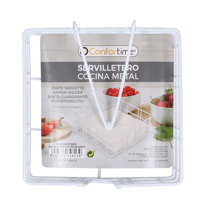 Confortime Servilletero Cocina Blanco 18x18x6.5 cm (12 Unidades)