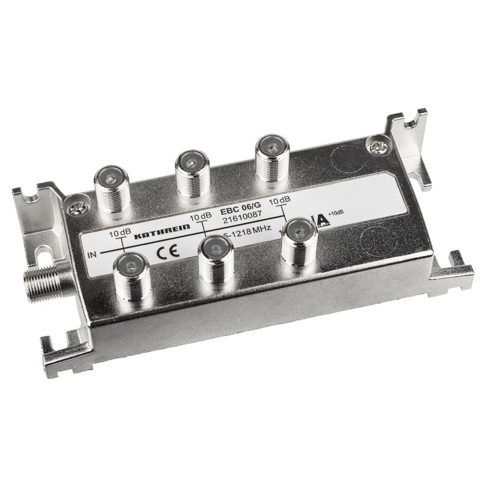 Kathrein EBC 06/G Vertektor 10dB 6-fach Splitter 5-1218 MHz, 75 Ohm, F-Conector, Plata Kathrein EBC 06/G Vertektor 10dB 6-fach Splitter 5-1218 MHz, 75 Ohm, F-Conector, Plata