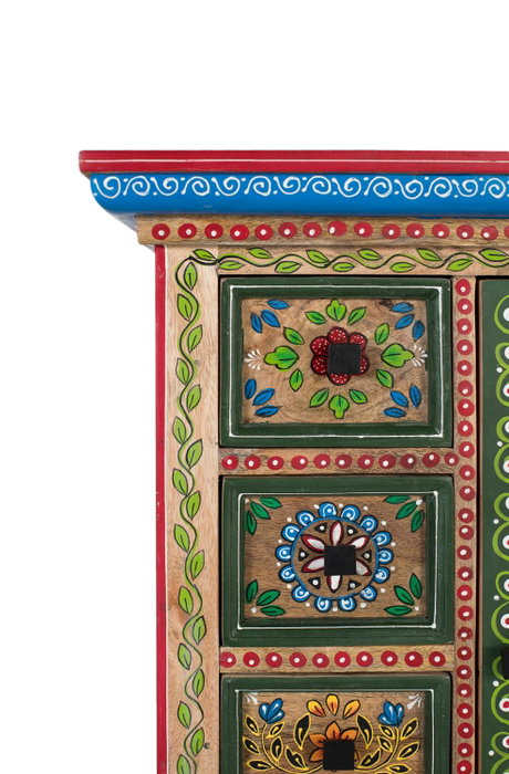 GINER Y COLOMER Cómoda de madera de mango con puerta decorada artesanalmente