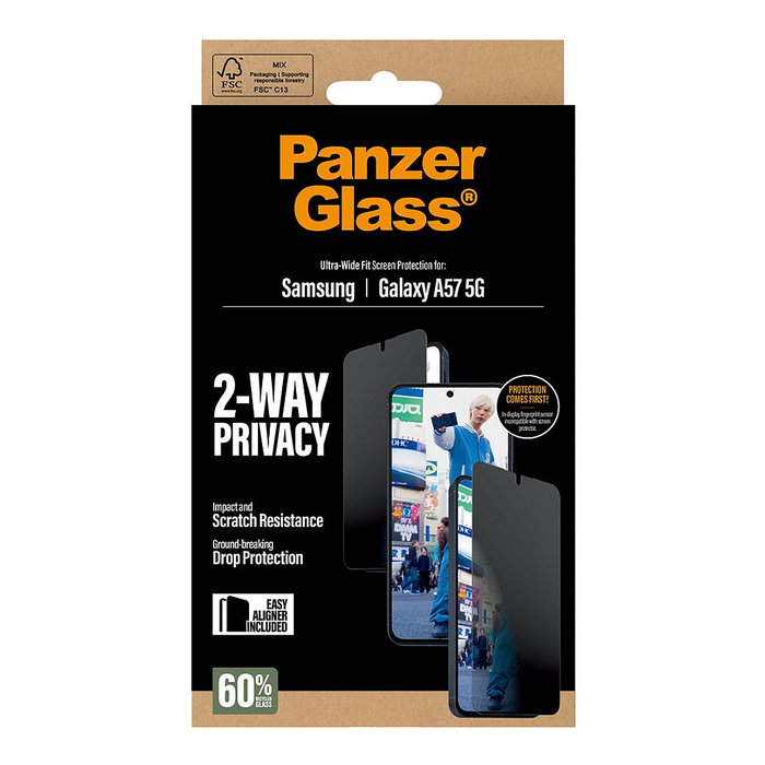 PanzerGlass Protector de Pantalla Privacy UWF para Samsung Galaxy A57 5G - 6.7 pulgadas - Resistente a Rayones PanzerGlass Protector de Pantalla Privacy UWF para Samsung Galaxy A57 5G - 6.7 pulgadas - Resistente a Rayones