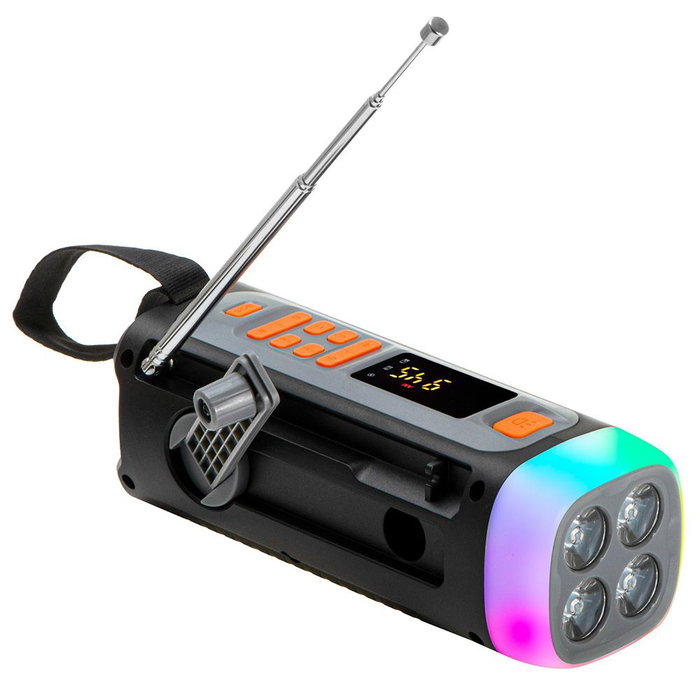Adler Radio Emergencia AD 1920 con Linterna LED 4W, Solar y Manivela, Powerbank 4500 mAh, Bluetooth 5.0, FM/AM/SW