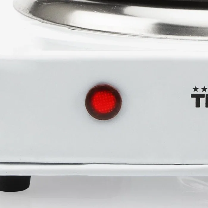 Tristar KP-6185 Placa Eléctrica, Encimera, 1 Zona 1000W, 5 Niveles, 15 cm Diámetro, Blanco, Base Antideslizante, Cocina Compacta para Estudiantes