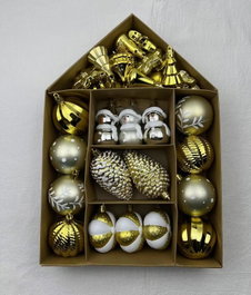 DKD Home Decor Set de 37 Bolas de Decoración Doradas
