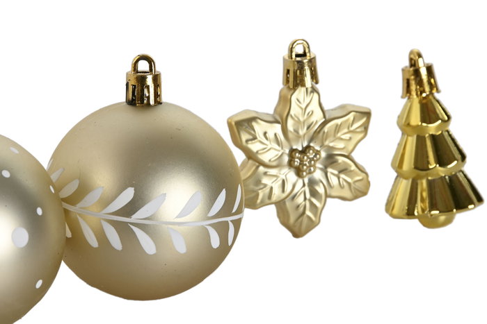 DKD Home Decor Set de 37 Bolas de Decoración Doradas