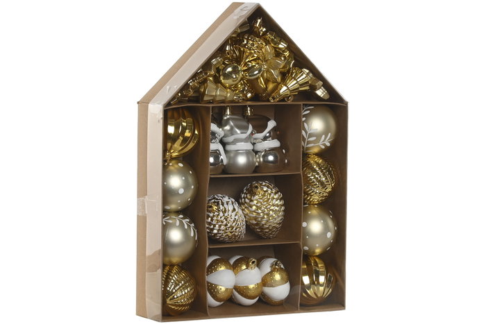 DKD Home Decor Set de 37 Bolas de Decoración Doradas