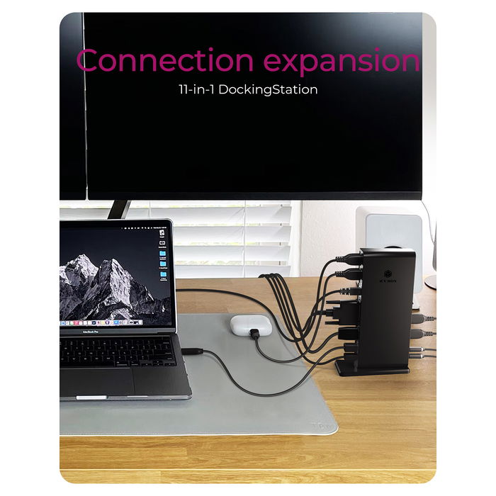 ICY BOX IB-DK2241AC USB 3.0 Docking Station 11-en-1 con Múltiples Puertos para PC y Mac
