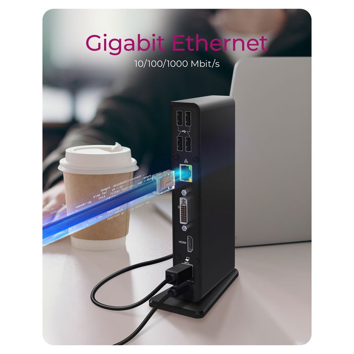 ICY BOX IB-DK2241AC USB 3.0 Docking Station 11-en-1 con Múltiples Puertos para PC y Mac