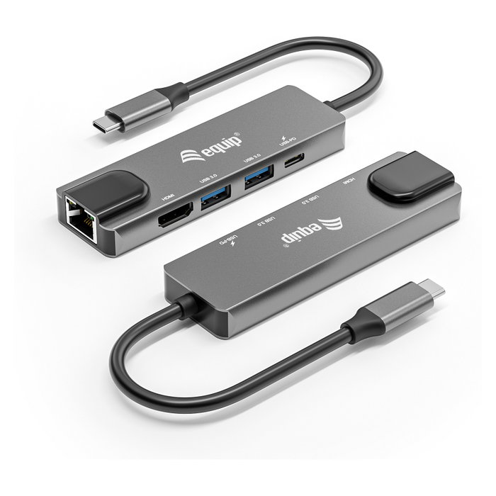 Equip Adaptador Multifunción USB-C 5 en 1 133489 con HDMI 4K, Gigabit LAN y 100W PD