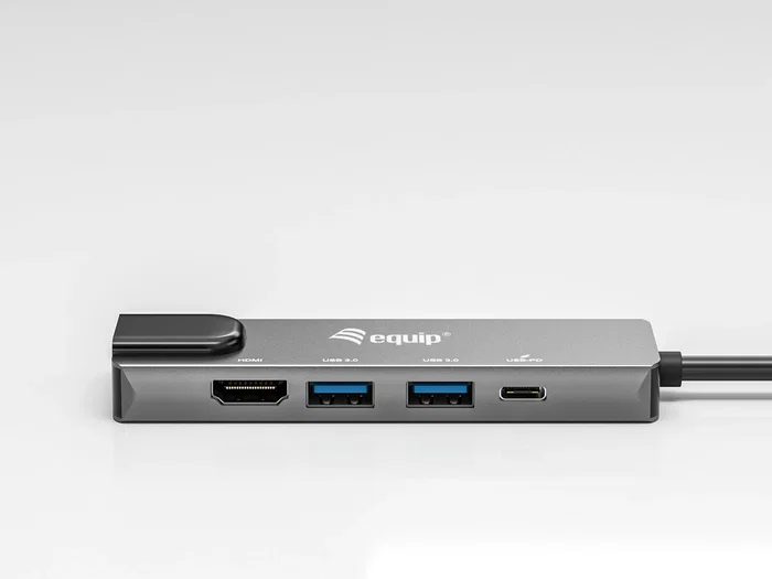 Equip Adaptador USB-C 5 en 1 133489 con HDMI 4K/30Hz, Gigabit Ethernet, 2xUSB 3.0, Power Delivery 100W, Cable 25cm, Aluminio, Gris, para Mac y Windows Equip Adaptador USB-C 5 en 1 133489 con HDMI 4K/30Hz, Gigabit Ethernet, 2xUSB 3.0, Power Delivery 100W, Cable 25cm, Aluminio, Gris, para Mac y Windows
