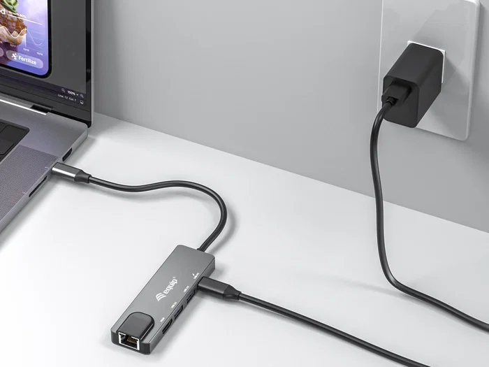 Equip Adaptador USB-C 5 en 1 133489 con HDMI 4K/30Hz, Gigabit Ethernet, 2xUSB 3.0, Power Delivery 100W, Cable 25cm, Aluminio, Gris, para Mac y Windows Equip Adaptador USB-C 5 en 1 133489 con HDMI 4K/30Hz, Gigabit Ethernet, 2xUSB 3.0, Power Delivery 100W, Cable 25cm, Aluminio, Gris, para Mac y Windows