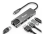 Equip Adaptador USB-C 5 en 1 133489 con HDMI 4K/30Hz, Gigabit Ethernet, 2xUSB 3.0, Power Delivery 100W, Cable 25cm, Aluminio, Gris, para Mac y Windows