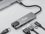Equip Adaptador USB-C 5 en 1 133489 con HDMI 4K/30Hz, Gigabit Ethernet, 2xUSB 3.0, Power Delivery 100W, Cable 25cm, Aluminio, Gris, para Mac y Windows