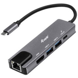 Equip 133489 - Adaptador Multifunción USB-C 5 en 1 (HDMI 4K/30Hz, LAN Gigabit, 2x USB 3.2 Gen1, USB PD 100W) para Windows, macOS, Android