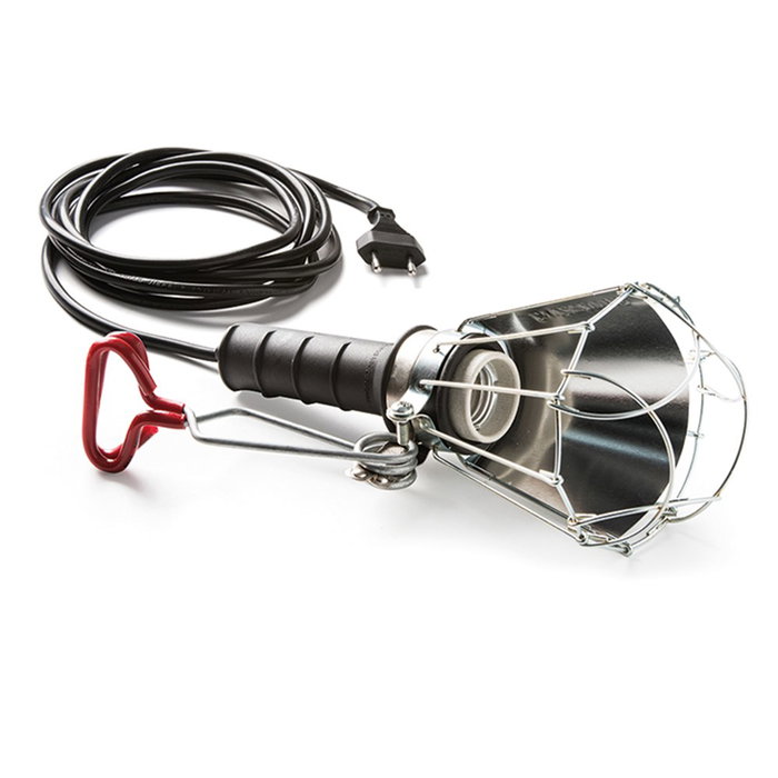 Famatel Lámpara Portátil 100W 250V E27 con Pantalla, Mango de Goma Negro, Cable 5m y Pinza Famatel Lámpara Portátil 100W 250V E27 con Pantalla, Mango de Goma Negro, Cable 5m y Pinza