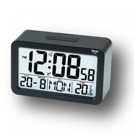 SAMI Despertador con pantalla LCD digital XL, temperatura y calendario, negro
