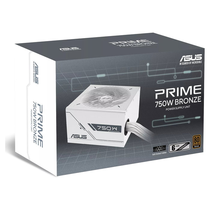 ASUS PRIME-750B-WHITE Fuente de Alimentación ATX 750W 80 Plus Bronze Certificación, Blanco